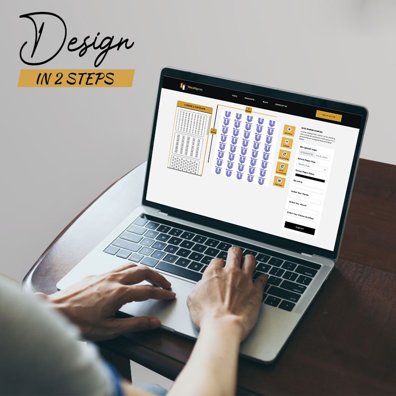 Custom paper designer preview on a laptop