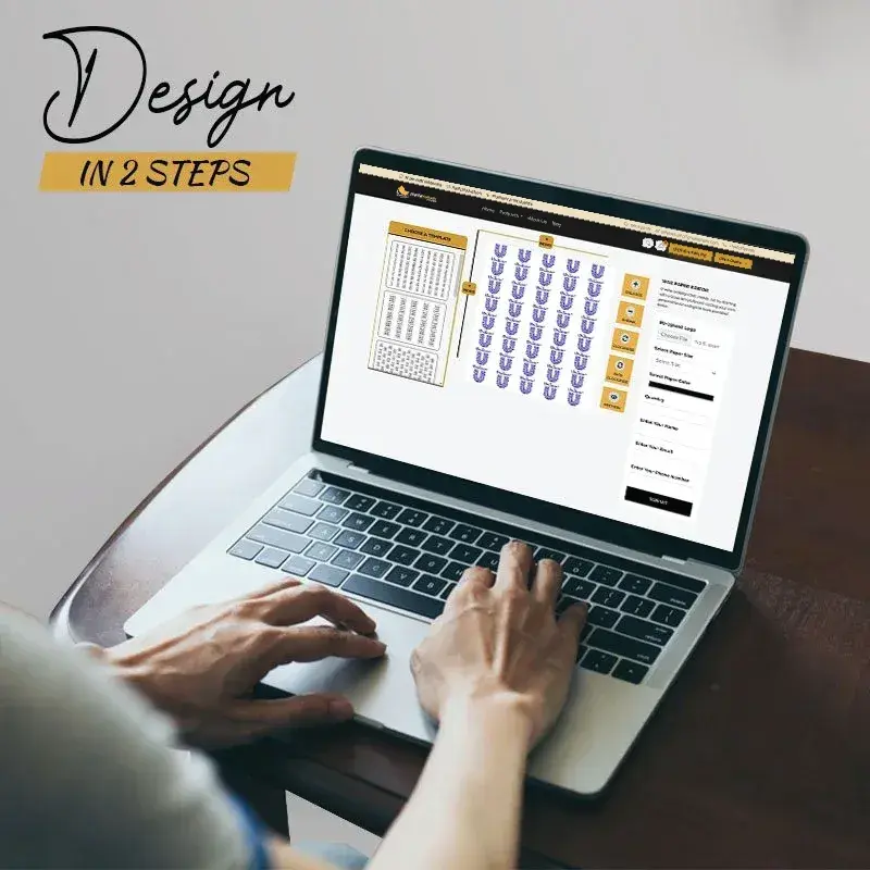 Custom paper designer preview on a laptop
